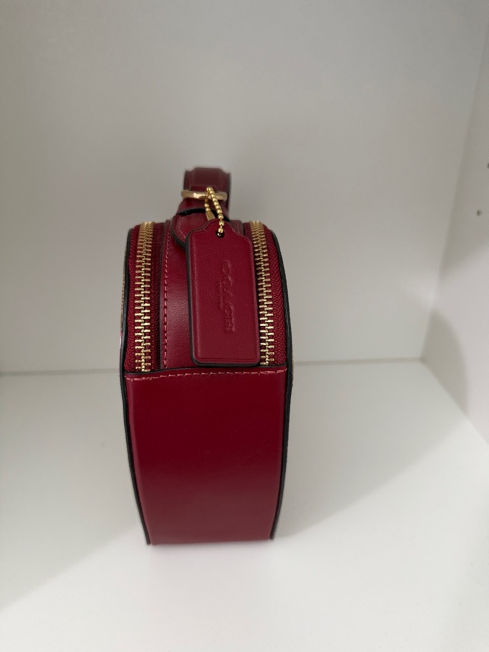 Coach Heart-Shaped Cherry Print Mini Bag in Brown, Pink & Burgundy - Picture 4 of 5